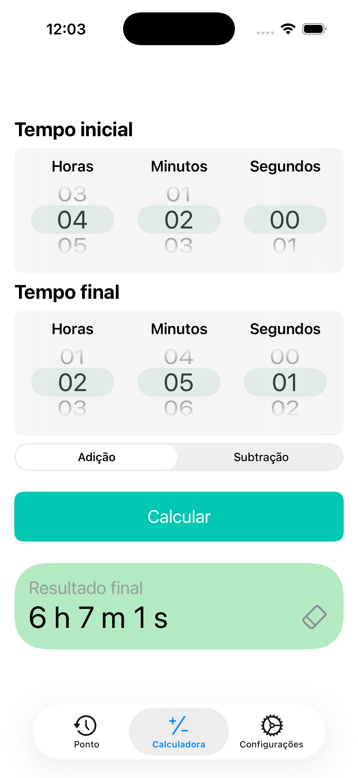 Calculadora de adição de horas